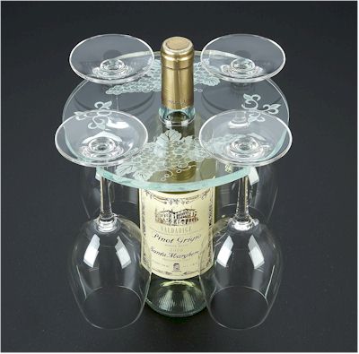 Four Wine Glass Engraved Acrylic Holder