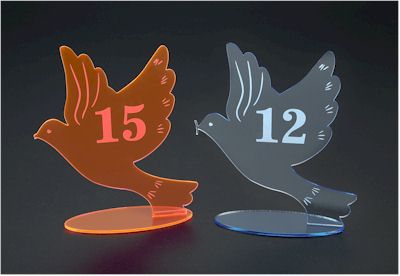 Dove Engraved Acrylic Table Tent Numbers